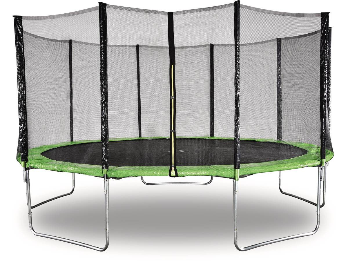 Trampolino "Yoopi" - Ø 4,60 m - Verde - Con rete + scala + copertura + kit di ancoraggio