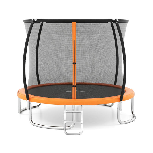 Trampolino da esterno 305 cm con scala e rete di sicurezza design robusto e antiruggine in acciaio zincato arancione 20_0014511
