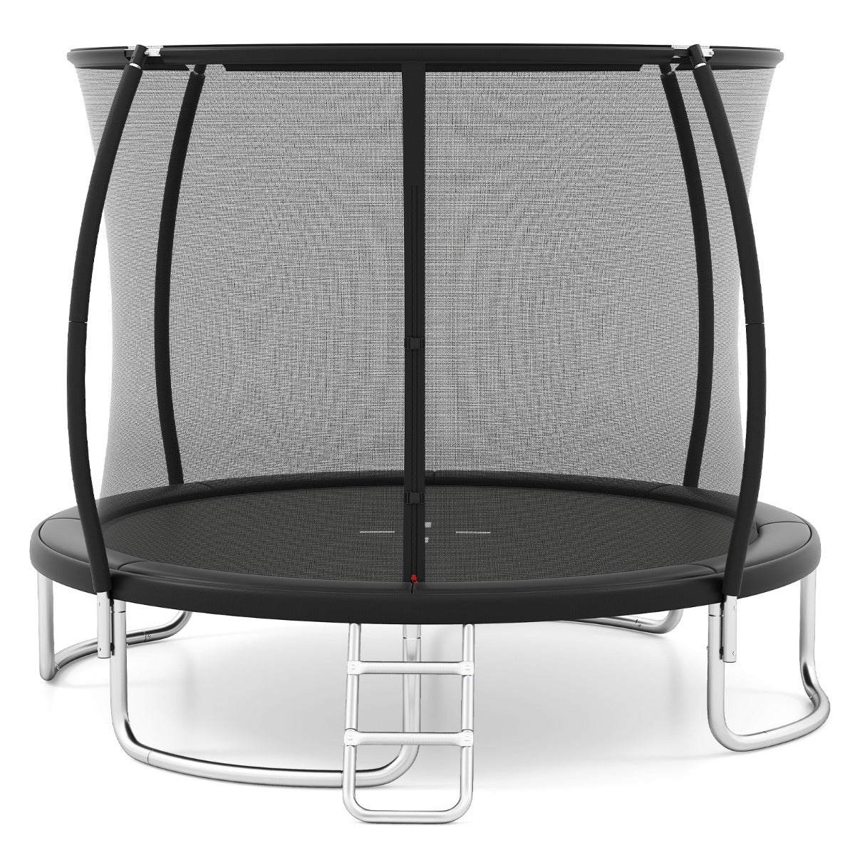 Trampolino da esterno 366 cm con rete di sicurezza e scala, Trampolino ricreativo pesante per bambini e adulti Nero-Trampolini