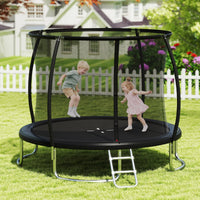 Trampolino da esterno 366 cm con rete di sicurezza e scala, Trampolino ricreativo pesante per bambini e adulti Nero-Trampolini