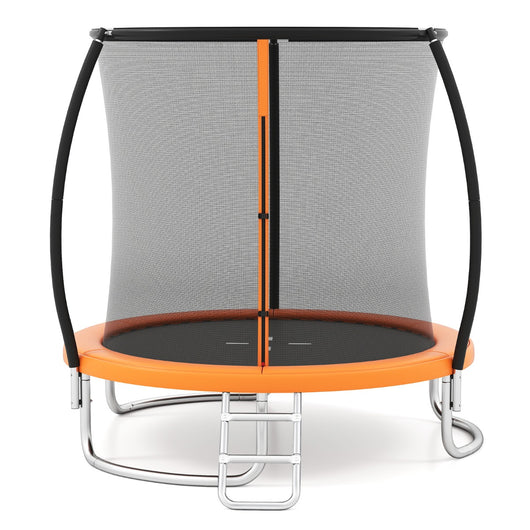 Trampolino ricreativo pesante con rete di sicurezza per bambini e adulti-Trampolino da esterno 244 cm in acciaio zincato antiruggine Arancione