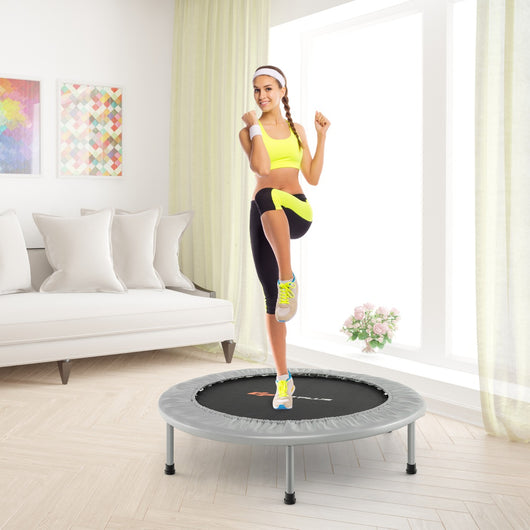 Trampolino pieghevole per bambini con carico massimo 150kg, Mini trampolino portatile per interno Argento-Trampolini