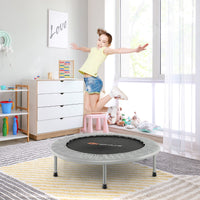 Trampolino pieghevole per bambini con carico massimo 150kg, Mini trampolino portatile per interno Argento-Trampolini