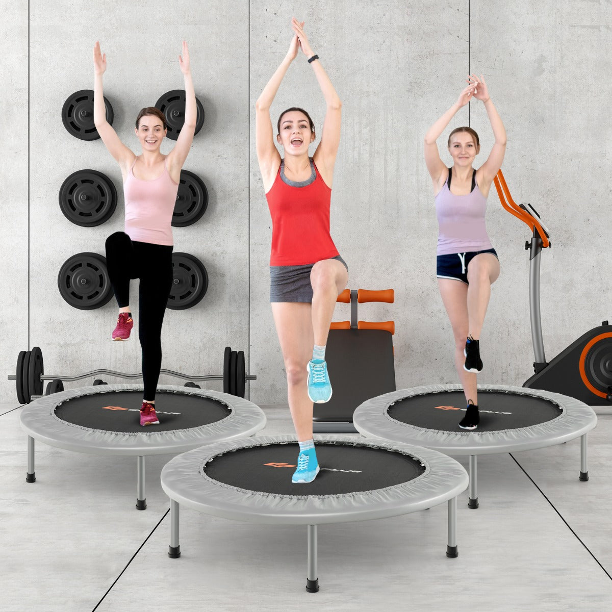 Trampolino pieghevole per bambini con carico massimo 150kg, Mini trampolino portatile per interno Argento-Trampolini