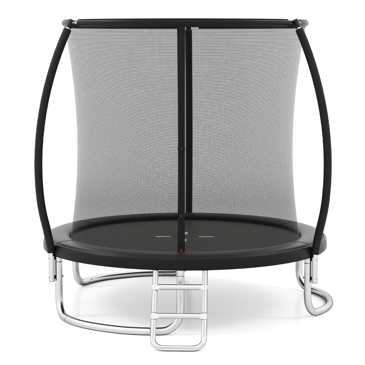 Trampolino ricreativo pesante con rete di sicurezza per bambini e adulti, Trampolino da esterno 244 cm in acciaio zincato antiruggine Nero-Trampolini