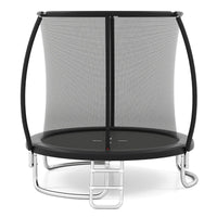 Trampolino ricreativo pesante con rete di sicurezza per bambini e adulti, Trampolino da esterno 244 cm in acciaio zincato antiruggine Nero-Trampolini