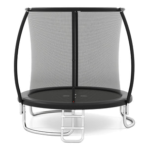 Trampolino ricreativo pesante con rete di sicurezza per bambini e adulti, Trampolino da esterno 244 cm in acciaio zincato antiruggine Nero-Trampolini