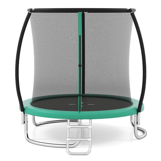 Trampolino ricreativo pesante con rete di sicurezza per bambini e adulti, Trampolino da esterno 244 cm in acciaio zincato antiruggine Verde-Trampolini