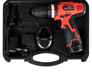 Trapano avvitatore a batteria a litio 12v cordless con valigetta ed accessori