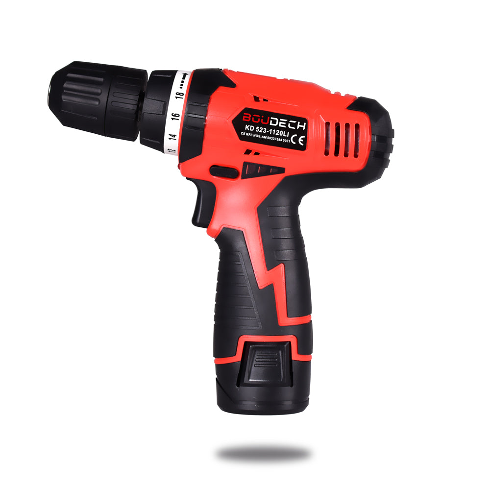 Trapano avvitatore a batteria a litio 12v cordless con valigetta ed accessori