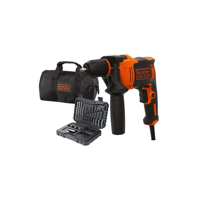 Trapano a percussione 710W – mandrino autoserrante 13 mm – velocità variabile – Black+Decker BEH710SA32