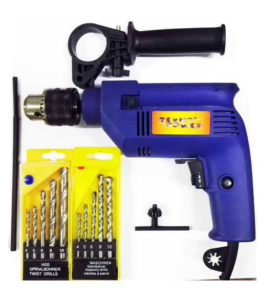 Trapano A Percussione Elettrico 500w Incluso 2set Di Punte Per Metallo E Cemento         