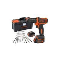 Trapano avvitatore 10.8V 1.5Ah – compatto e leggero – 40 accessori – Black+Decker BDCDD121BKA