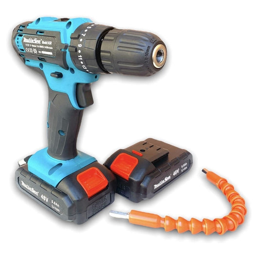 Trade Shop - Trapano Avvitatore A Batteria A Percussione Da 48v Mandrino Autoserrante Luce Led         