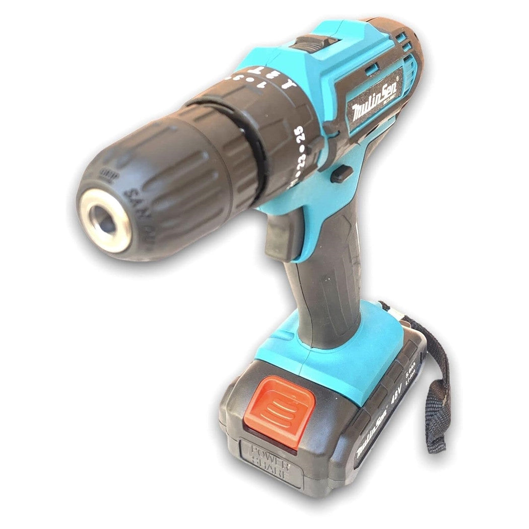 Trade Shop - Trapano Avvitatore A Batteria A Percussione Da 48v Mandrino Autoserrante Luce Led         