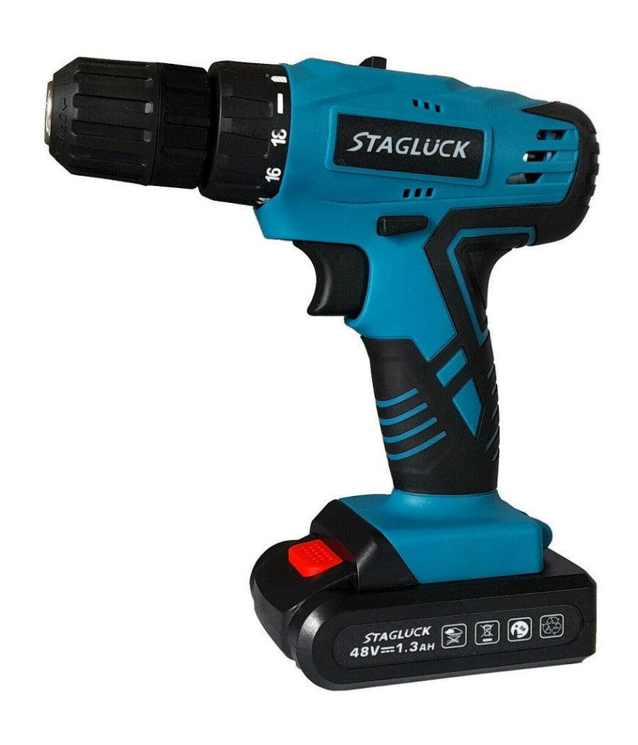 Trapano Avvitatore A Batteria Litio Valigetta 48v 1.3ah 2 Batterie 2 Velocità          