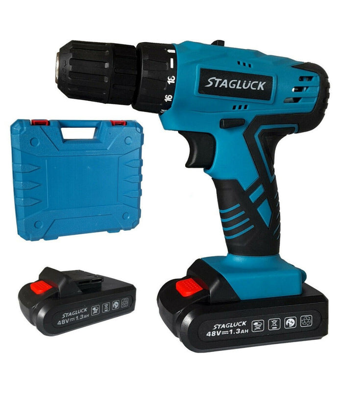 Trapano Avvitatore A Batteria Litio Valigetta 48v 1.3ah 2 Batterie 2 Velocità          