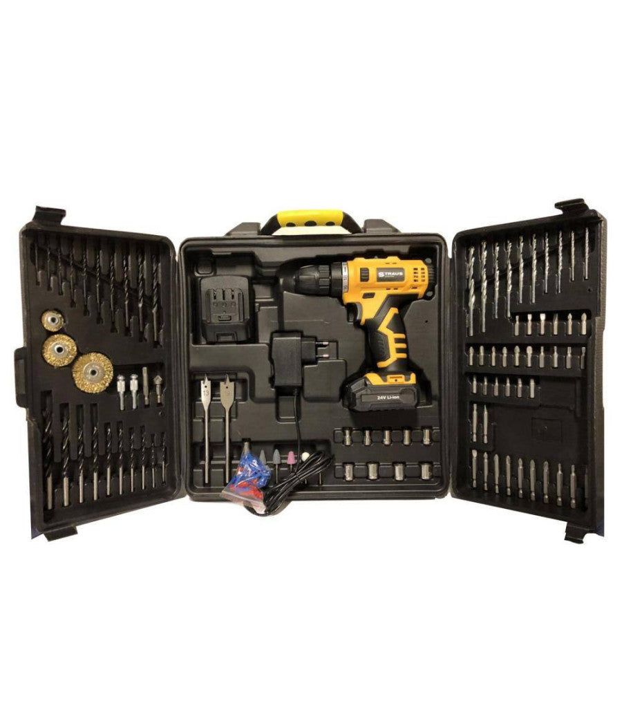 Trapano Avvitatore A Doppia Batteria Al Litio 24v + 92 Accessori Con Valigia         