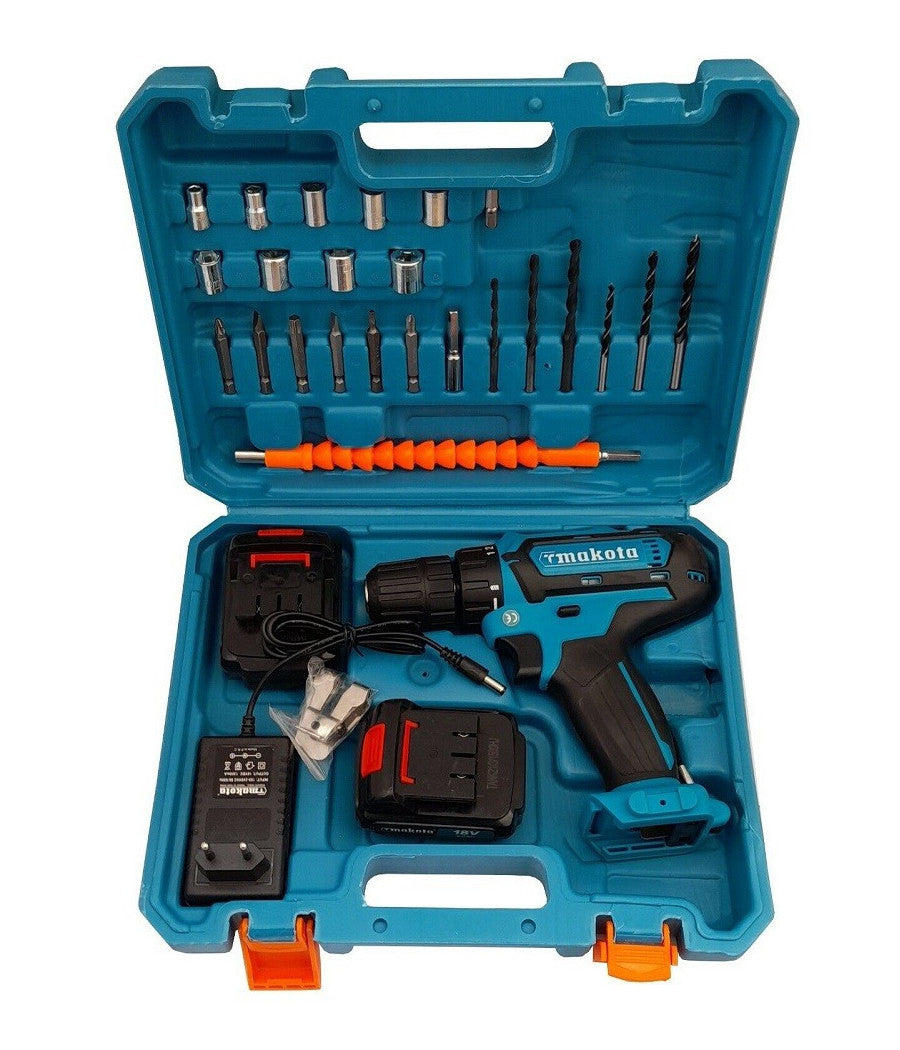 Trapano Avvitatore A Doppia Batteria Litio 18v 2ah Valigia 24 Accessori Tm331d         