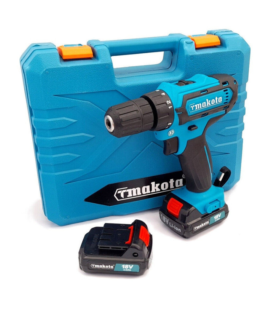 Trapano Avvitatore A Doppia Batteria Litio 18v 2ah Valigia 24 Accessori Tm331d         