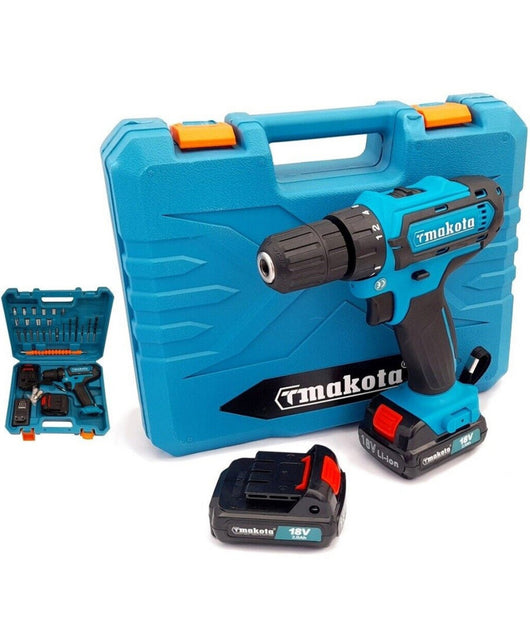 Trapano Avvitatore A Doppia Batteria Litio 18v 2ah Valigia 24 Accessori Tm331d         