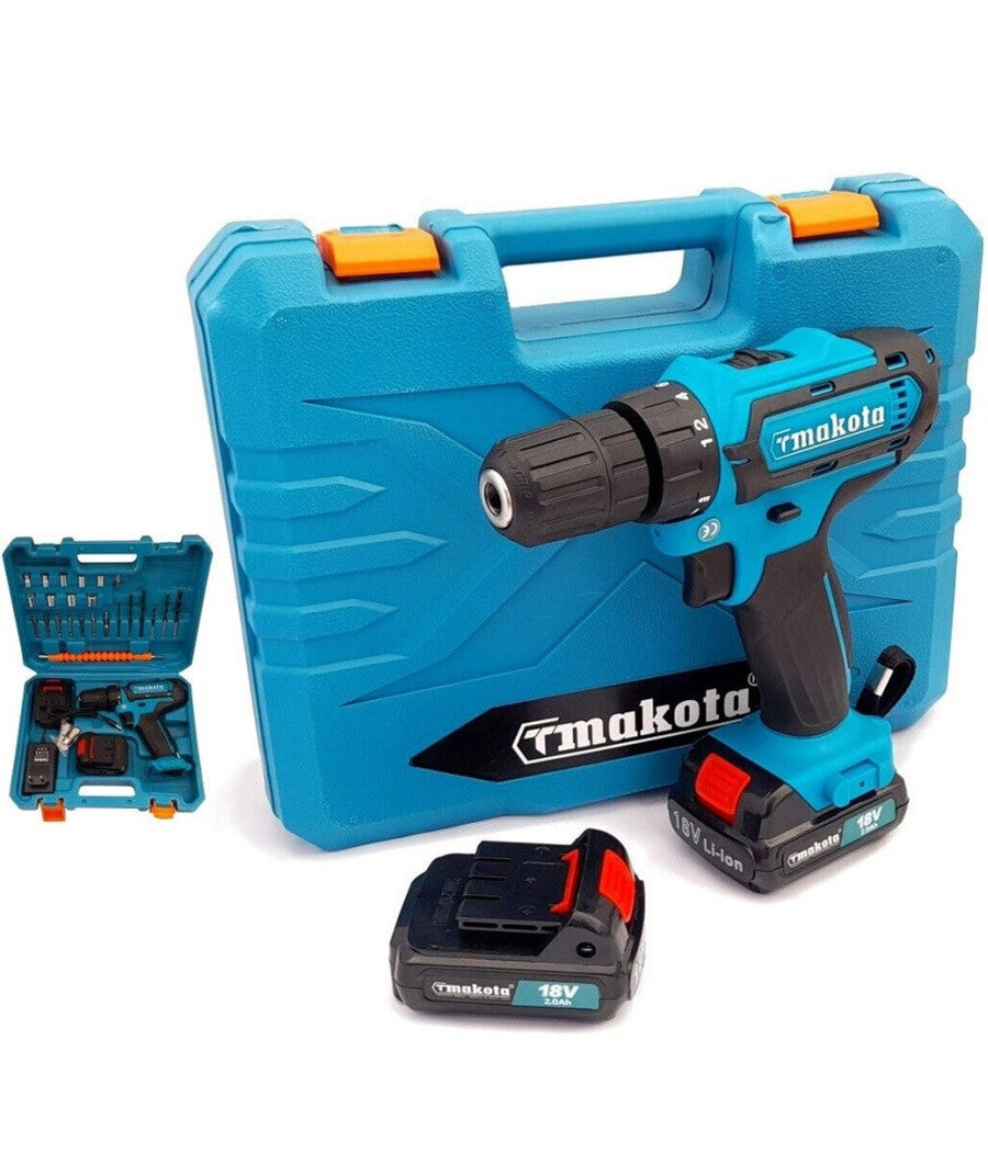 Trapano Avvitatore A Doppia Batteria Litio 18v 2ah Valigia 24 Accessori Tm331d         