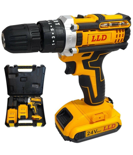 Trapano Avvitatore A Percussione 24v Doppia Batteria A Litio + Valigetta Dw24i         