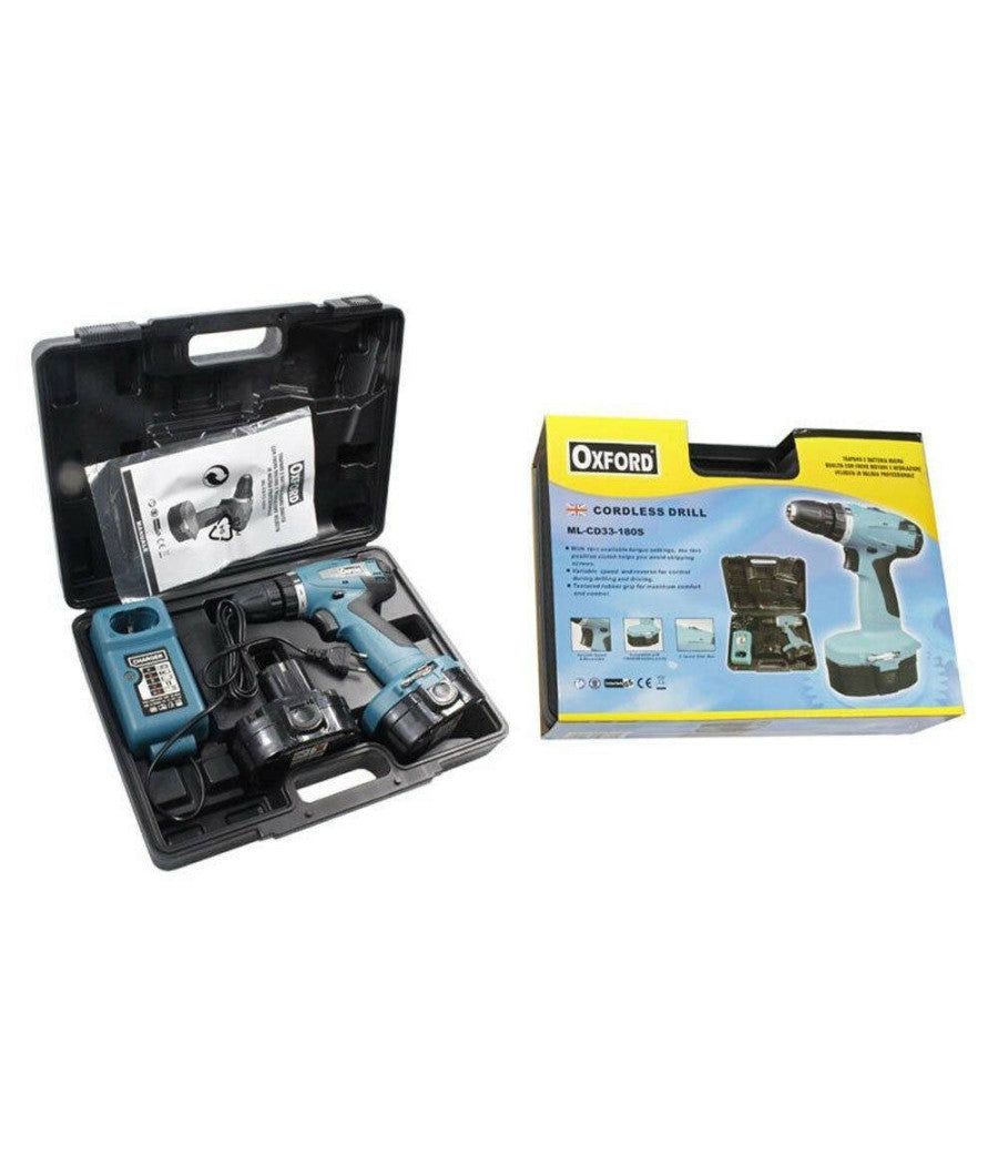 Trapano Avvitatore Doppia Batteria 18v Ricaricabile Reversibile Mandrino 10 Mm         