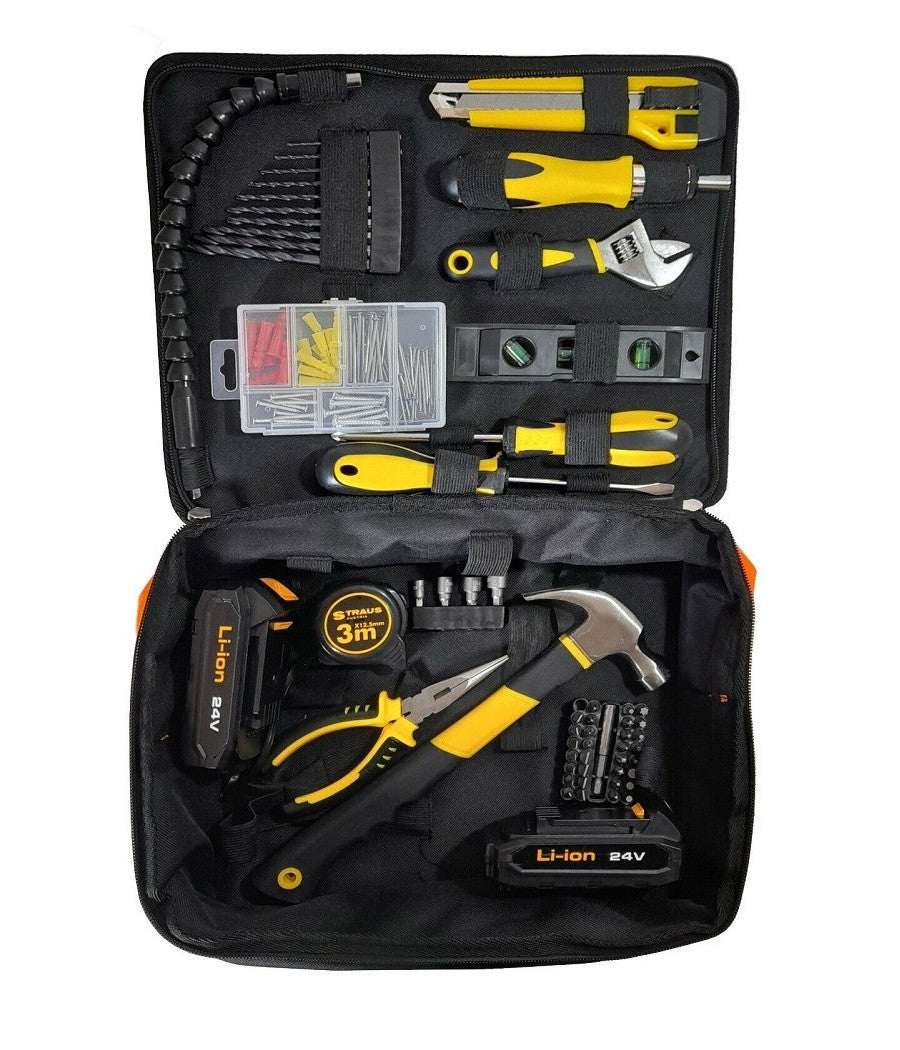 Trapano Avvitatore Doppia Batteria A Litio 24v + 150 Accessori + Borsa Cd24-152         