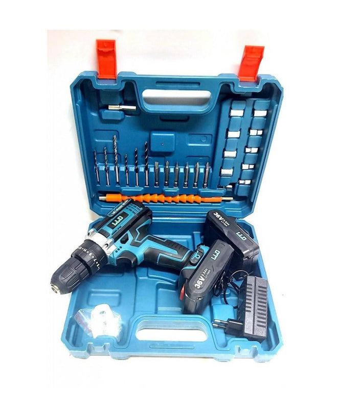 Trapano Avvitatore Doppia Batteria A Litio 36 V Max + Valigetta 26 Accessori Lld         