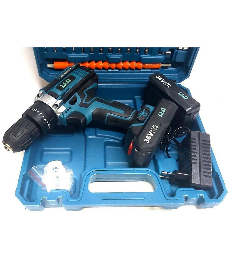 Trapano Avvitatore Doppia Batteria A Litio 36 V Max + Valigetta 26 Accessori Lld         