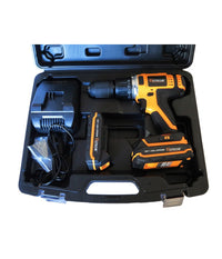 Trapano Avvitatore Percussione 2 Batterie Litio 18v 1.5a + Valigia + Accessori         
