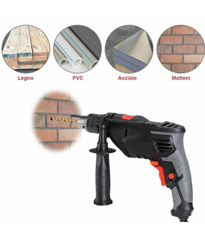 Trapano Elettrico A Percussione 710w Velocita Regolabile 3000rpm Mandrino 13 Mm         