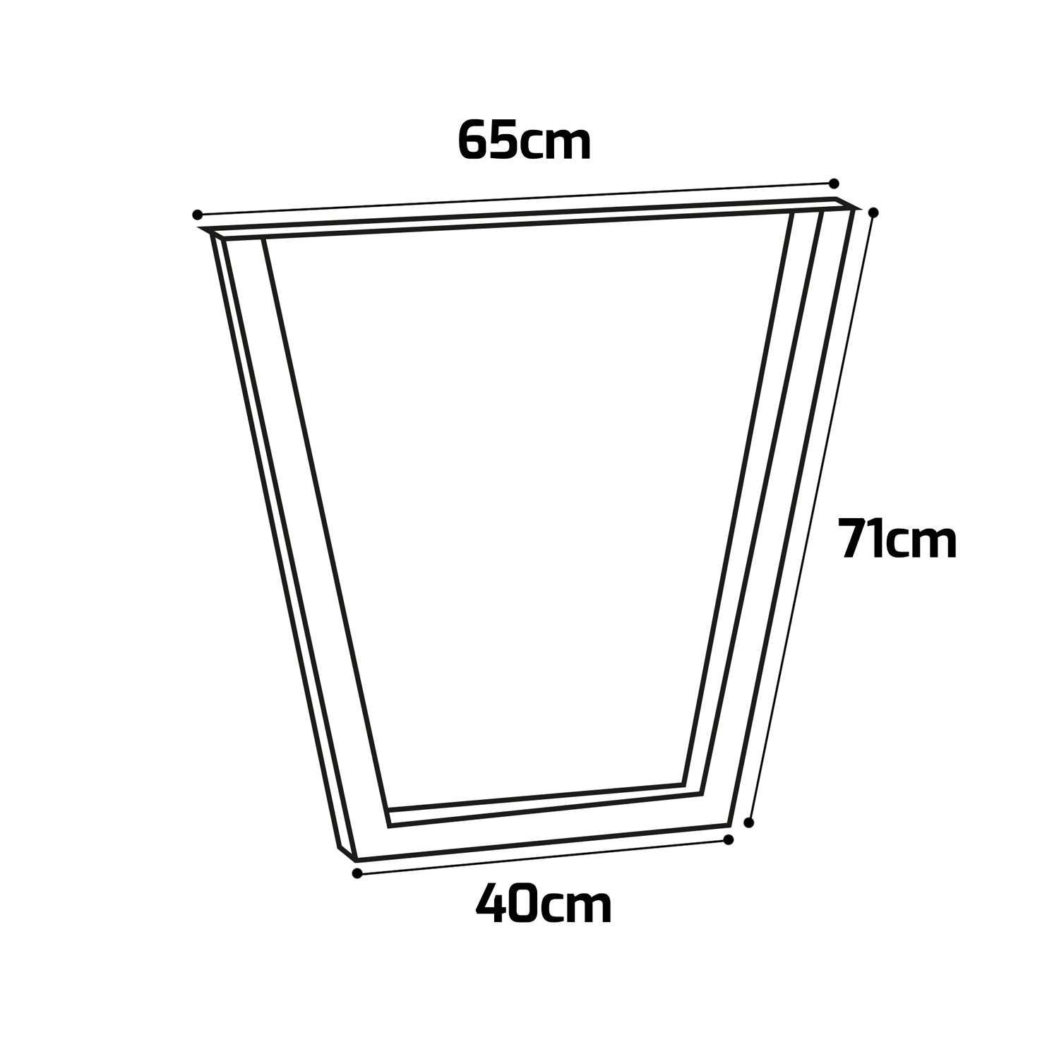 TRAPEZOID - Set di 2 piedi per tavolo in acciaio polverizzato con forma trapezoidale. Colore nero. Altezza da terra 71cm