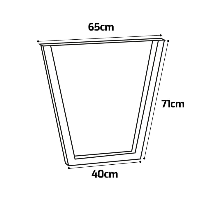 TRAPEZOID - Set di 2 piedi per tavolo in acciaio polverizzato con forma trapezoidale. Colore nero. Altezza da terra 71cm