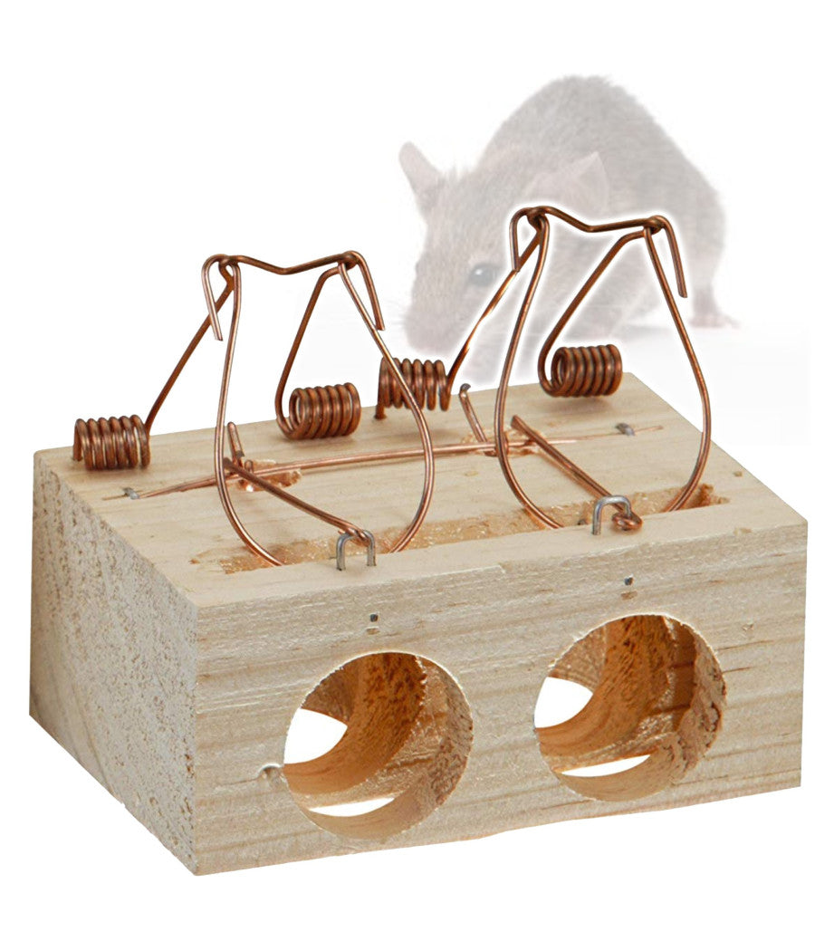 Trappola Per Topi Tradizionale Classica In Legno A 2 Fori Roditori Pest Control         