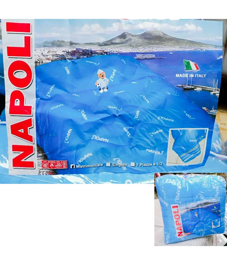 Trapunta Piumone Per Letto Singolo Invernale Trama Del Napoli Colore Azzurro         