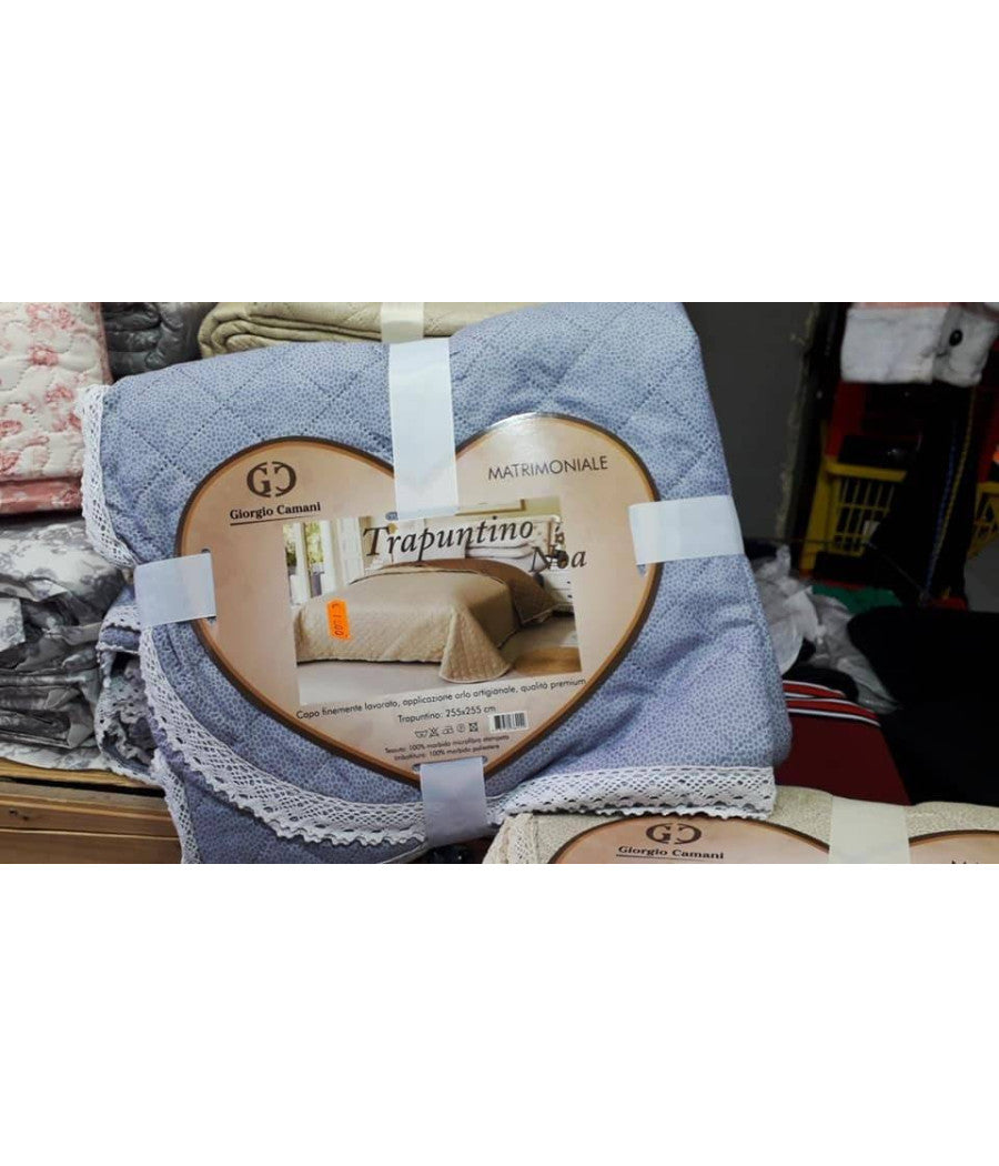 Trapuntino Matrimoniale 255x255cm Con Bordi Merlettati Colore E Fantasia Casuale         