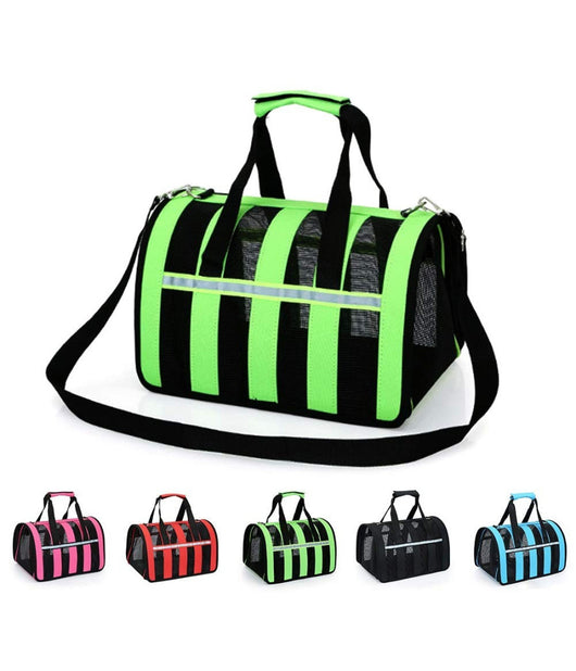 Trasportino Borsa Zainetto Strisce 47x29x30cm Pieghevole Tracolla Cane Gatto         