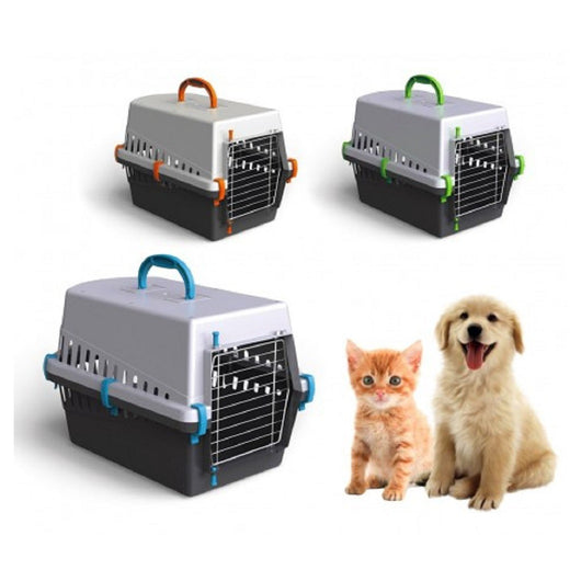 Trade Shop - Trasportino Con Griglia In Metallo Per Cani E Gatti Da Viaggio 50 X 33 X 32 Cm -