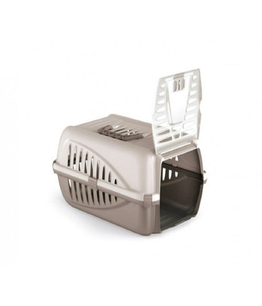 Trasportino In Plastica Per Animali Panzer Made In Italy 50 X 33 X 21 Cm  Grigio       