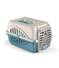 Trasportino In Plastica Per Animali Panzer Made In Italy 50 X 33 X 21 Cm  Azzurro       