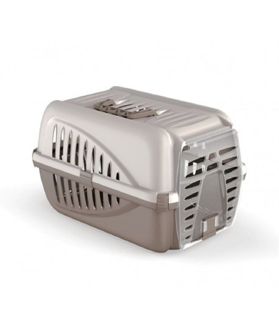 Trasportino In Plastica Per Animali Panzer Made In Italy 50 X 33 X 21 Cm  Grigio       