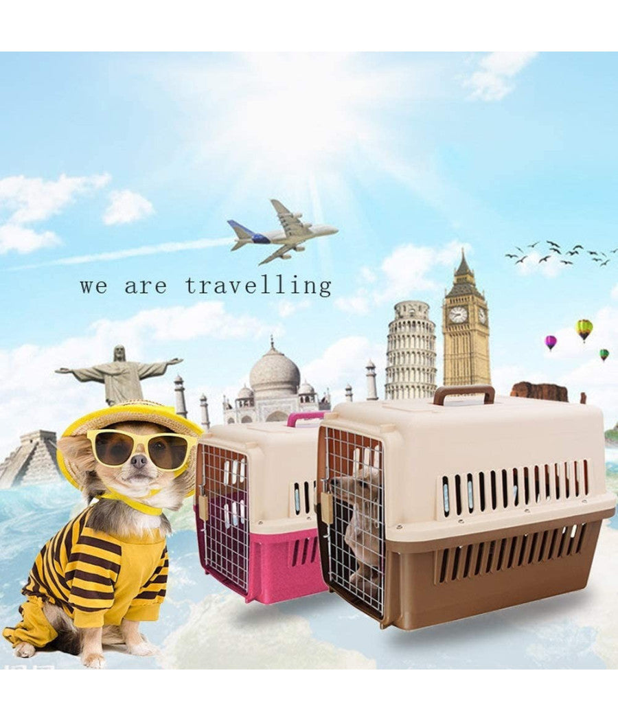 Trasportino Per Animali Gatto Cane Borsa Viaggi Portatile Traspirante 81x60x59cm         