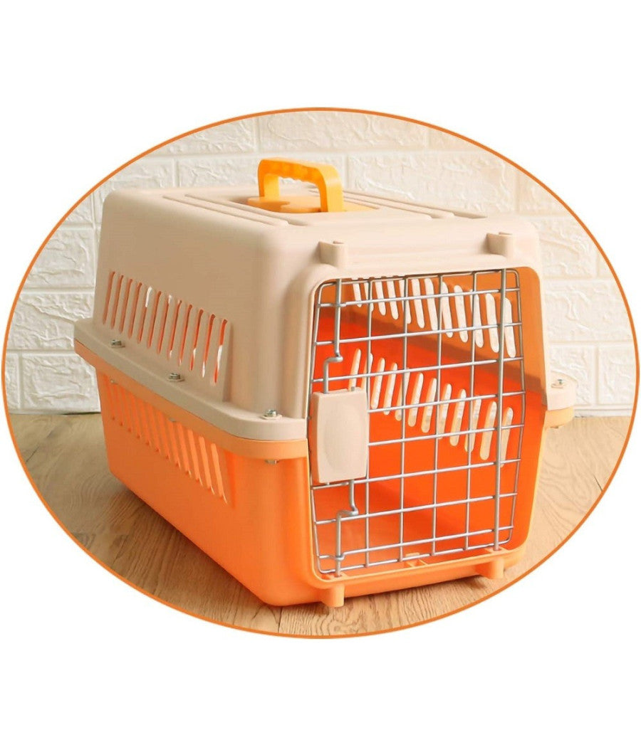 Trasportino Per Animali Trasporto Gatti Cani Gabbia Viaggio Portatile 66x47x46cm         