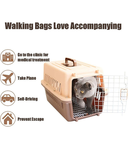 Trasportino Per Animali Trasporto Gatti Cani Gabbia Viaggio Portatile 66x47x46cm         
