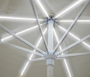 Ombrellone Trastevere ecrù - legno rovere con luci LED