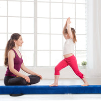 Trave 210 cm pieghevole da ginnastica con solida base di legno, Trave di equilibrio portatile con maniglie Blu-Sbarre e travi da ginnastica