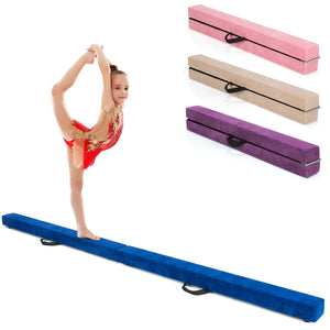 Trave 210 cm pieghevole da ginnastica con solida base di legno, Trave di equilibrio portatile con maniglie Blu-Sbarre e travi da ginnastica