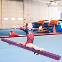 Trave 210 cm pieghevole da ginnastica con solida base di legno, Trave di equilibrio portatile con maniglie Viola-Sbarre e travi da ginnastica